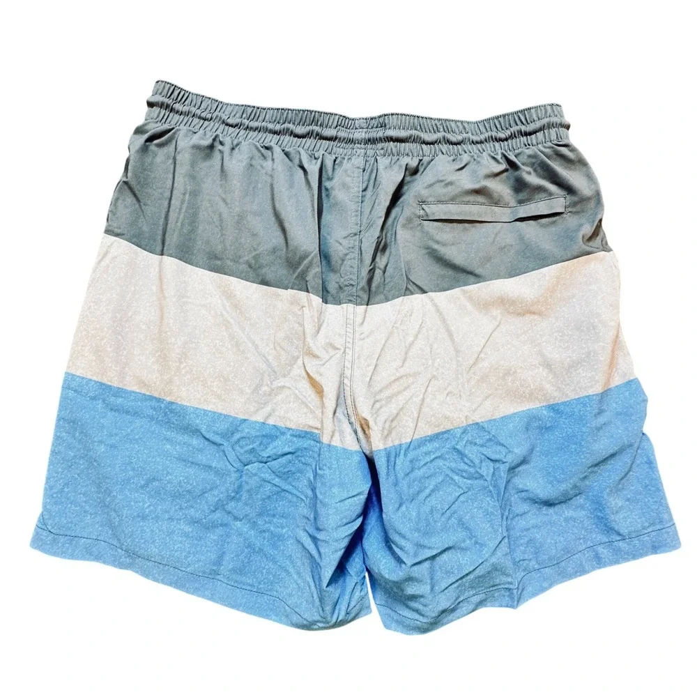 SURFCUZ Swim Trunks Shorts Men's Size L Blue Gray‎ Color Block Casual NWT